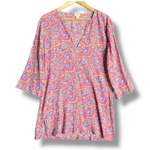 J Crew Womens Paisley Tunic Top Size Medium Oversized Cotton Boho Indie Artsy